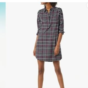 Goodthreads Flannel Shirt Dress Women's Size Medium Black Pink White Plaid